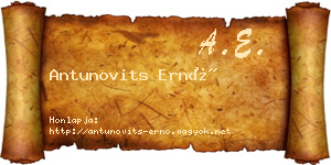 Antunovits Ernő névjegykártya